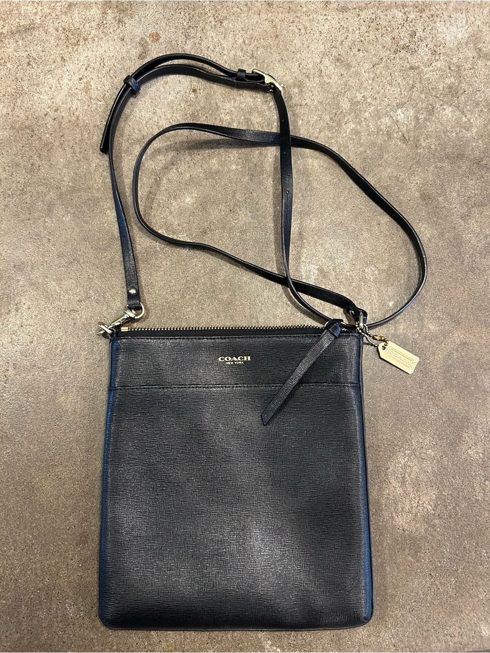 Coach Black Crossbody with Gold Accent